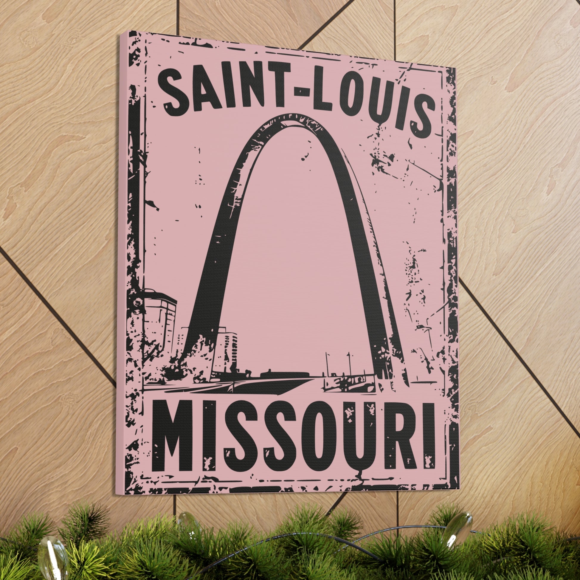STL Arch wall decor in pink and black
