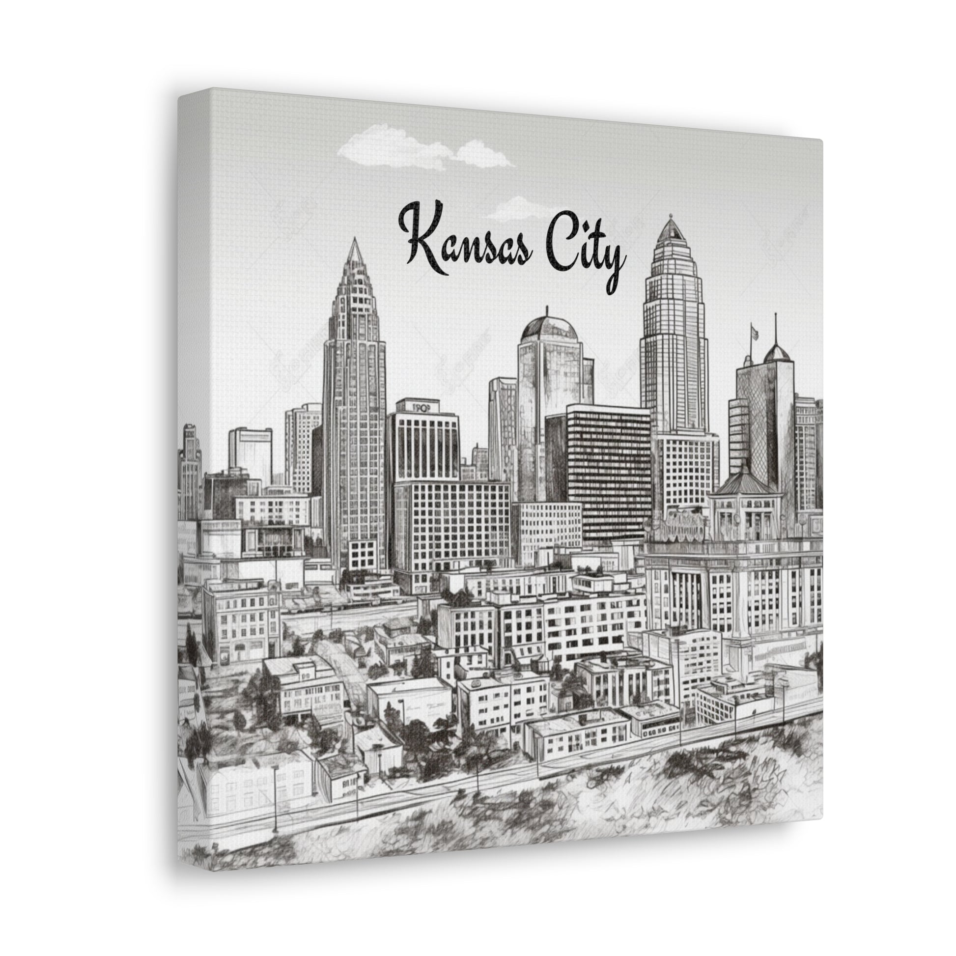 Indoor Kansas City skyline canvas wall art with high image clarity and detail.