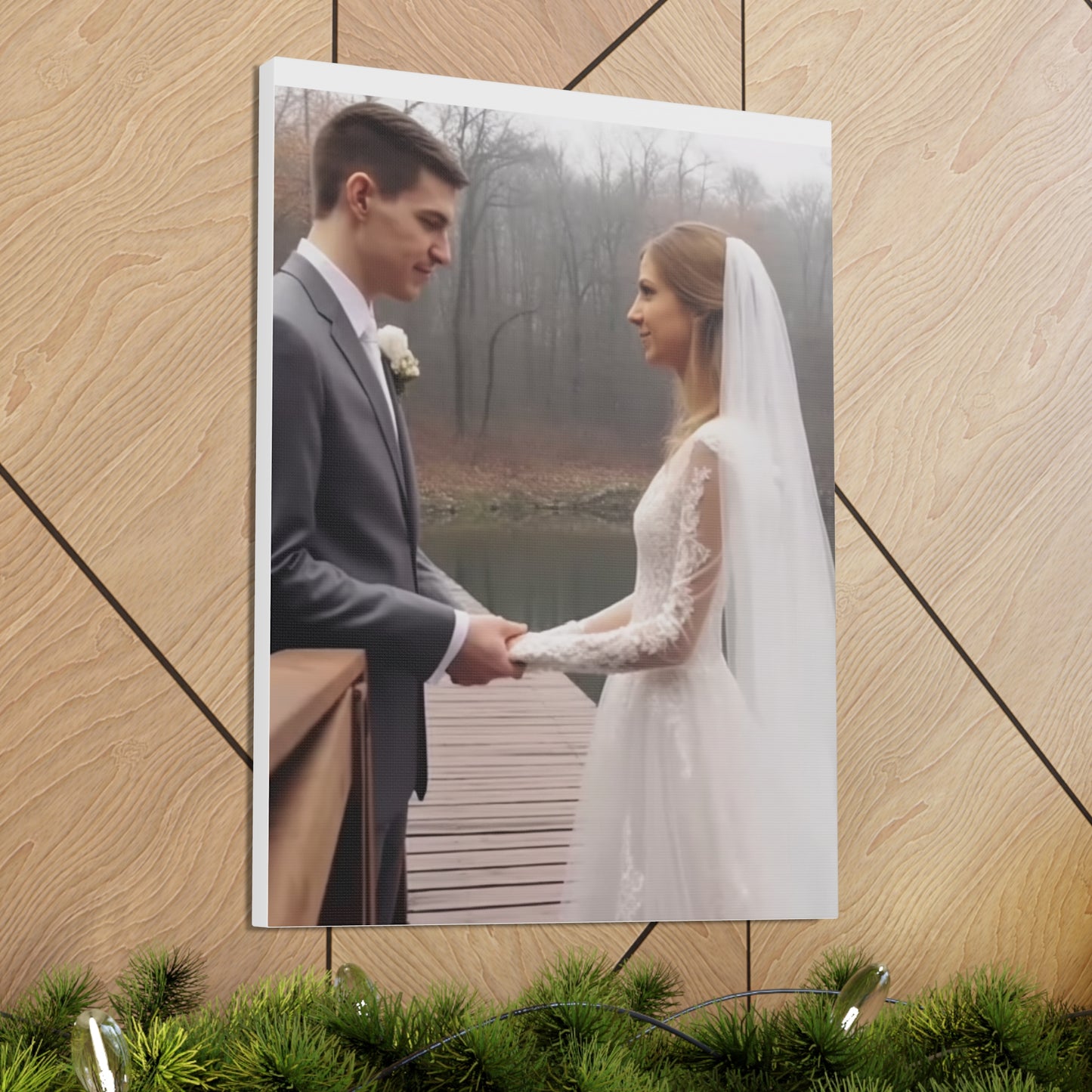 Custom wedding art canvas with personalized photo
