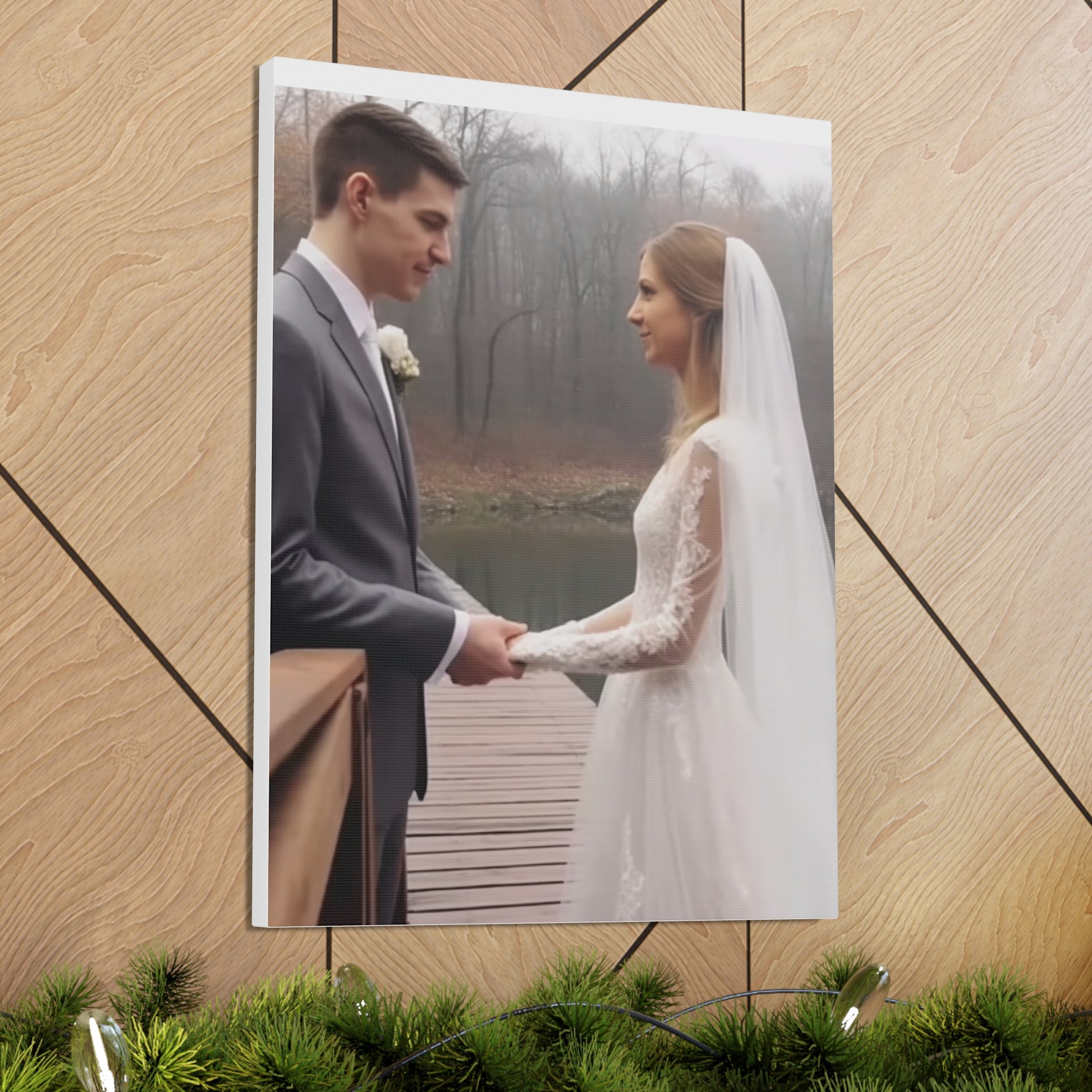 Custom wedding art canvas with personalized photo

