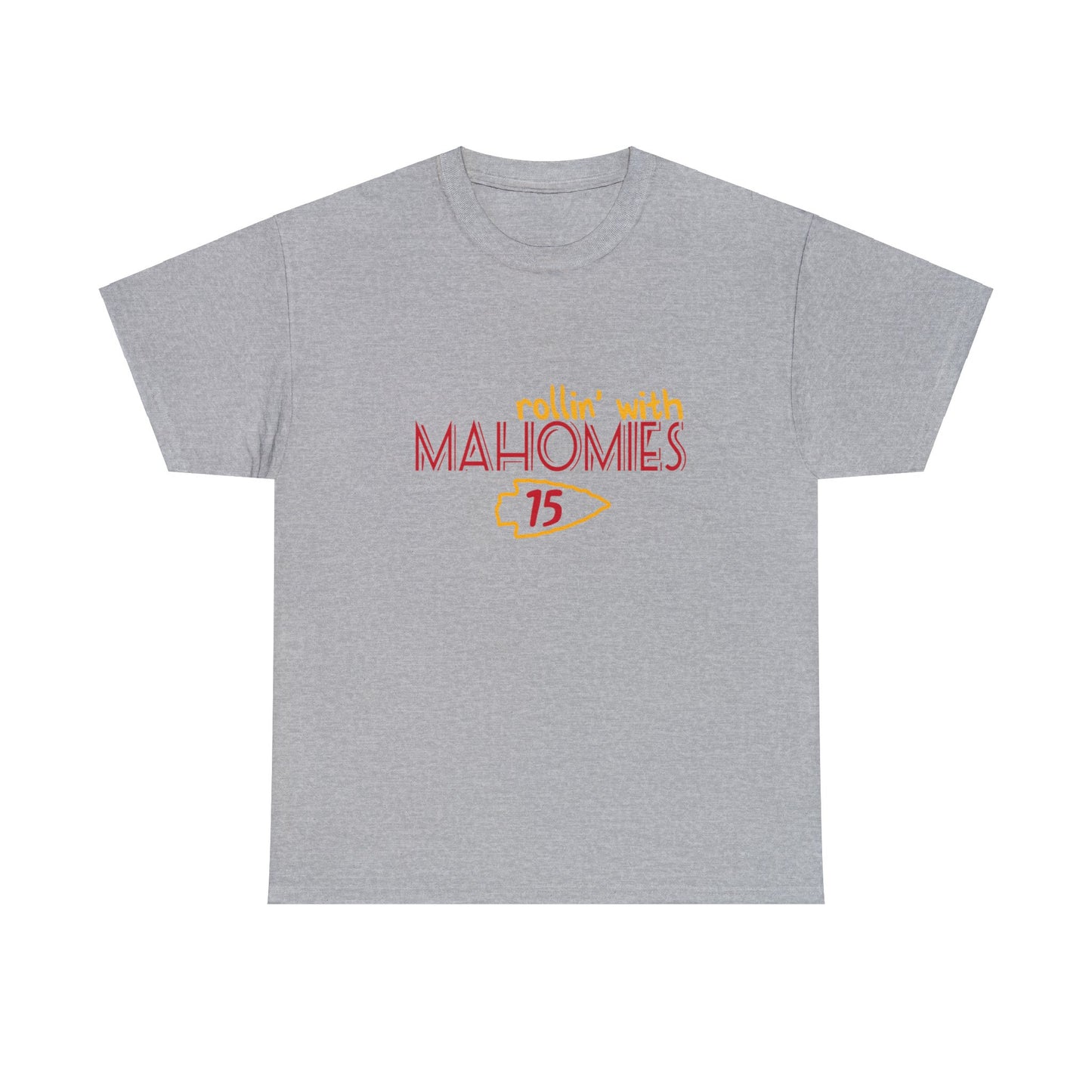 "Rollin With Mahomies" Chiefs T-shirt, perfect for game day wear.