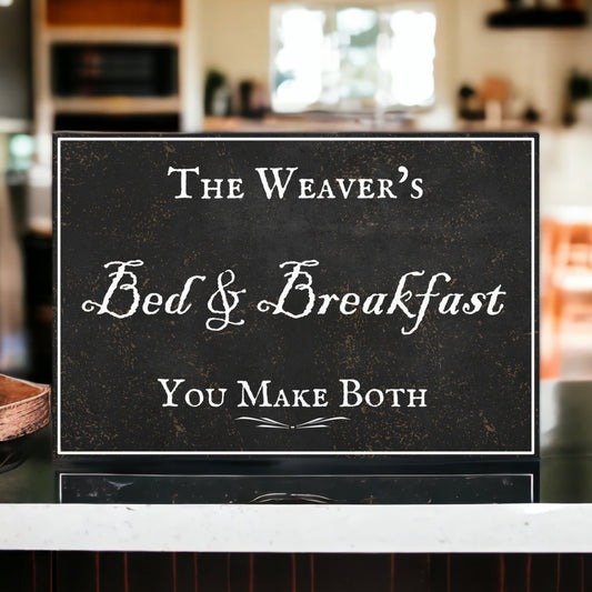 Custom family name "Bed & Breakfast" canvas wall art