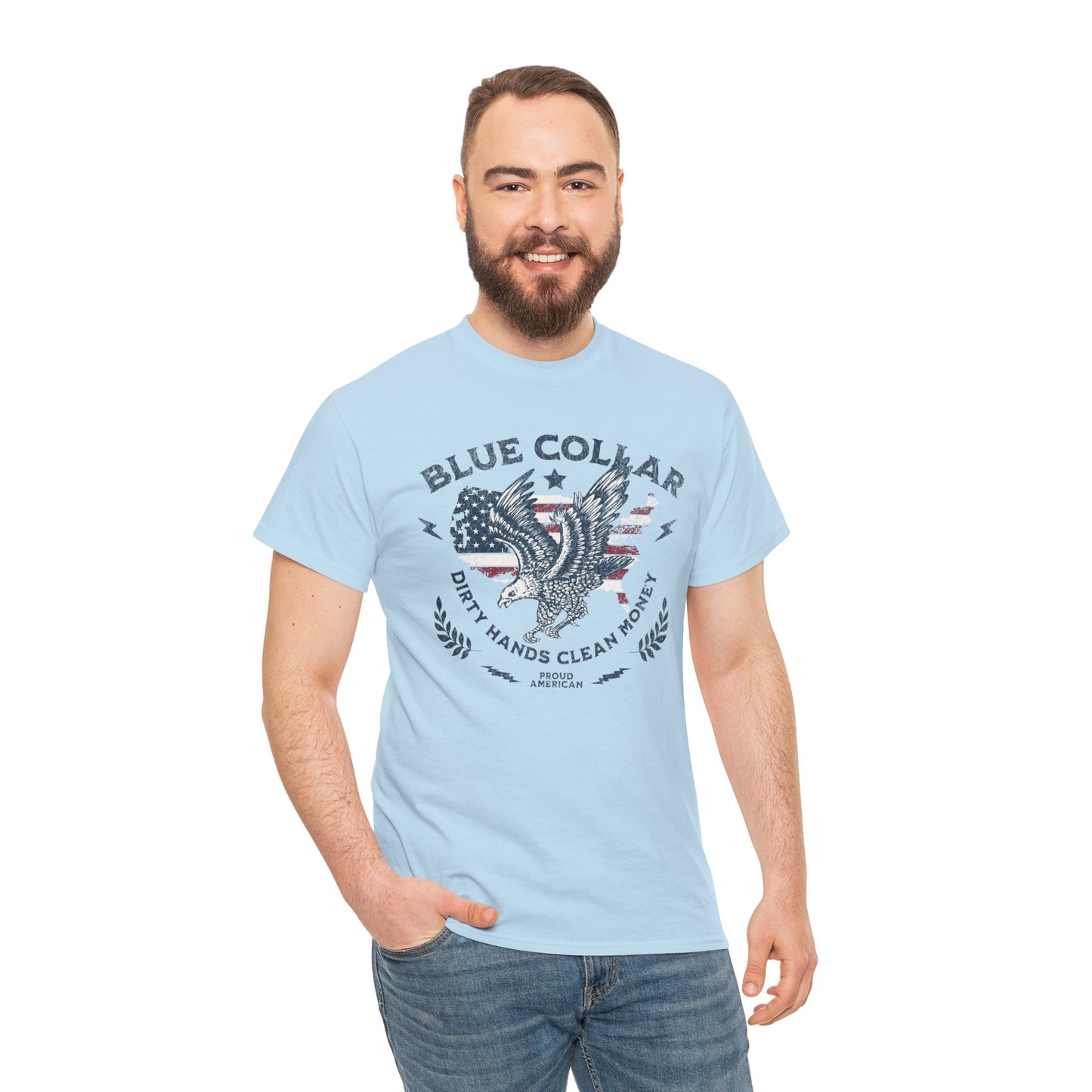 Bold American eagle shirt for blue collar men