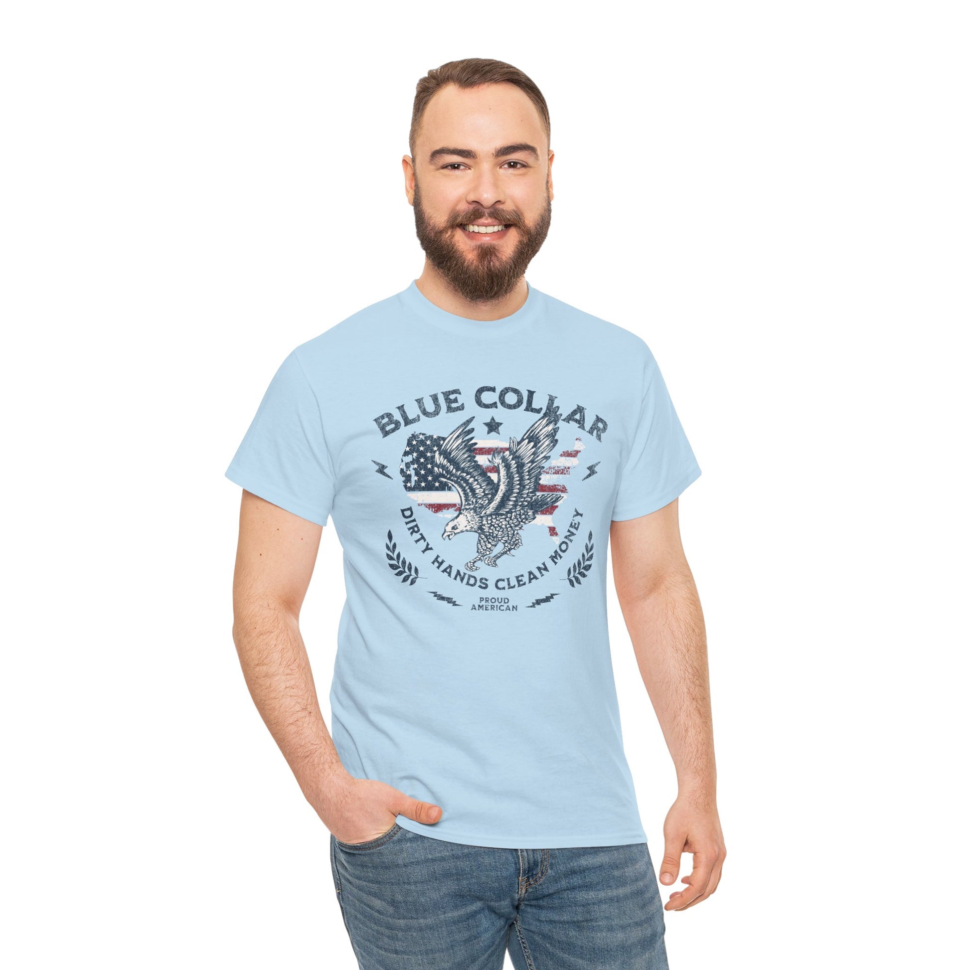 Bold American eagle shirt for blue collar men
