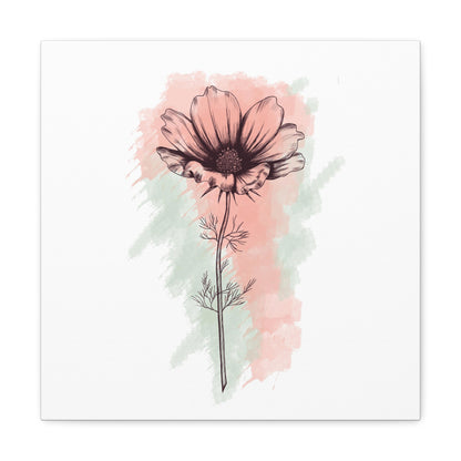 Contemporary floral wall art with pink and white watercolor design
