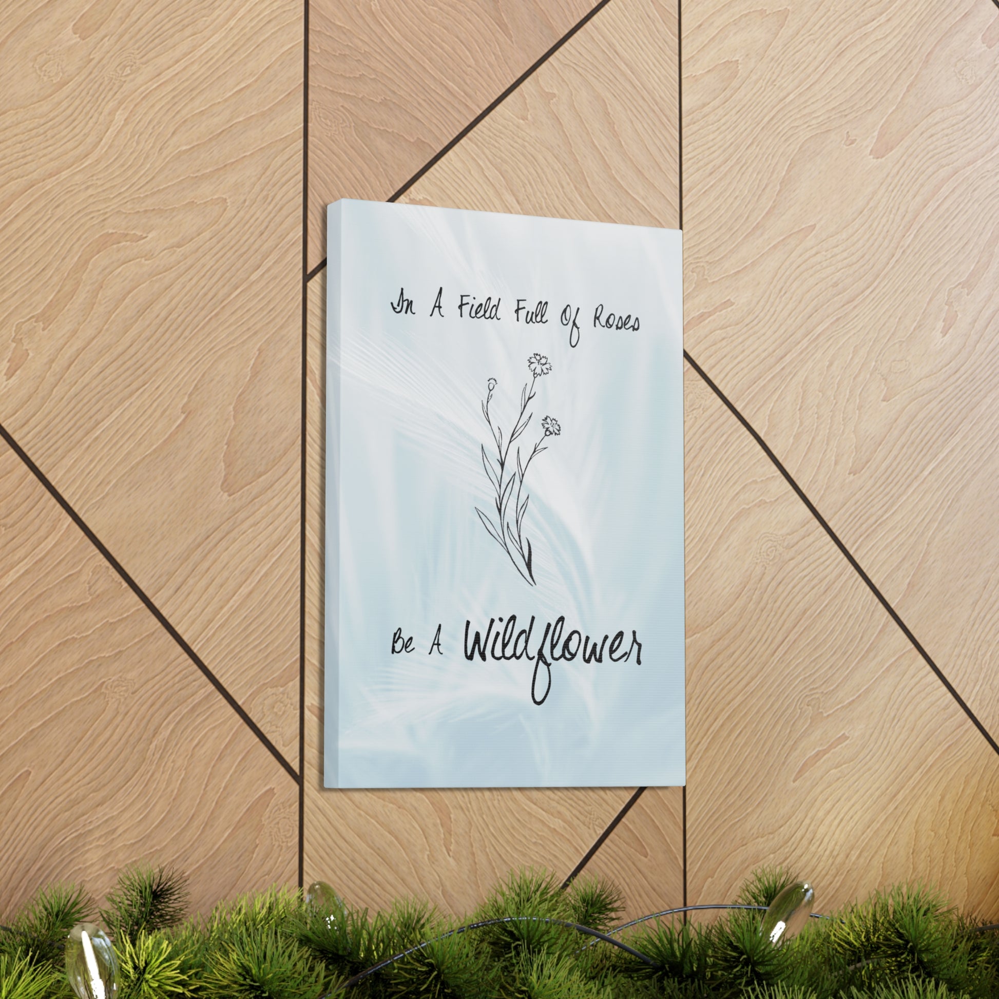 Feminine and elegant wild flower print on canvas for bedroom decor
