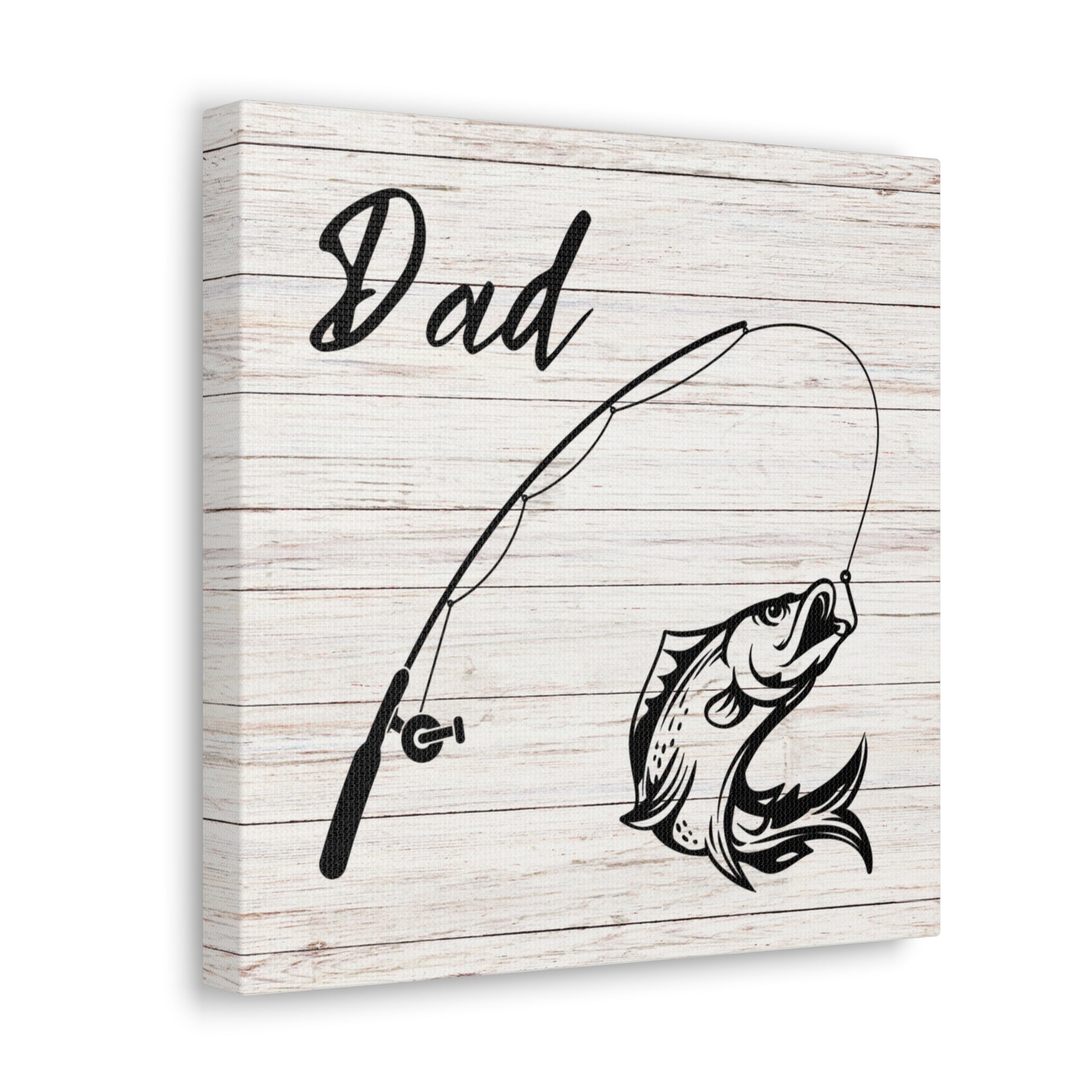 Fishing gift for dads – wall art with fishing rod and reel graphic
