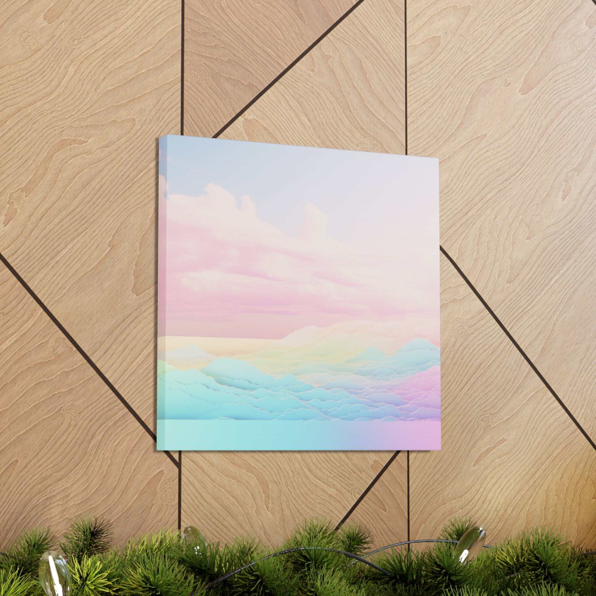 Boho rainbow print with colorful clouds
