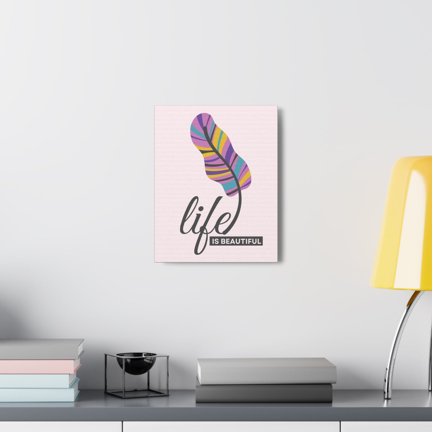 Inspirational vertical canvas print with uplifting message
