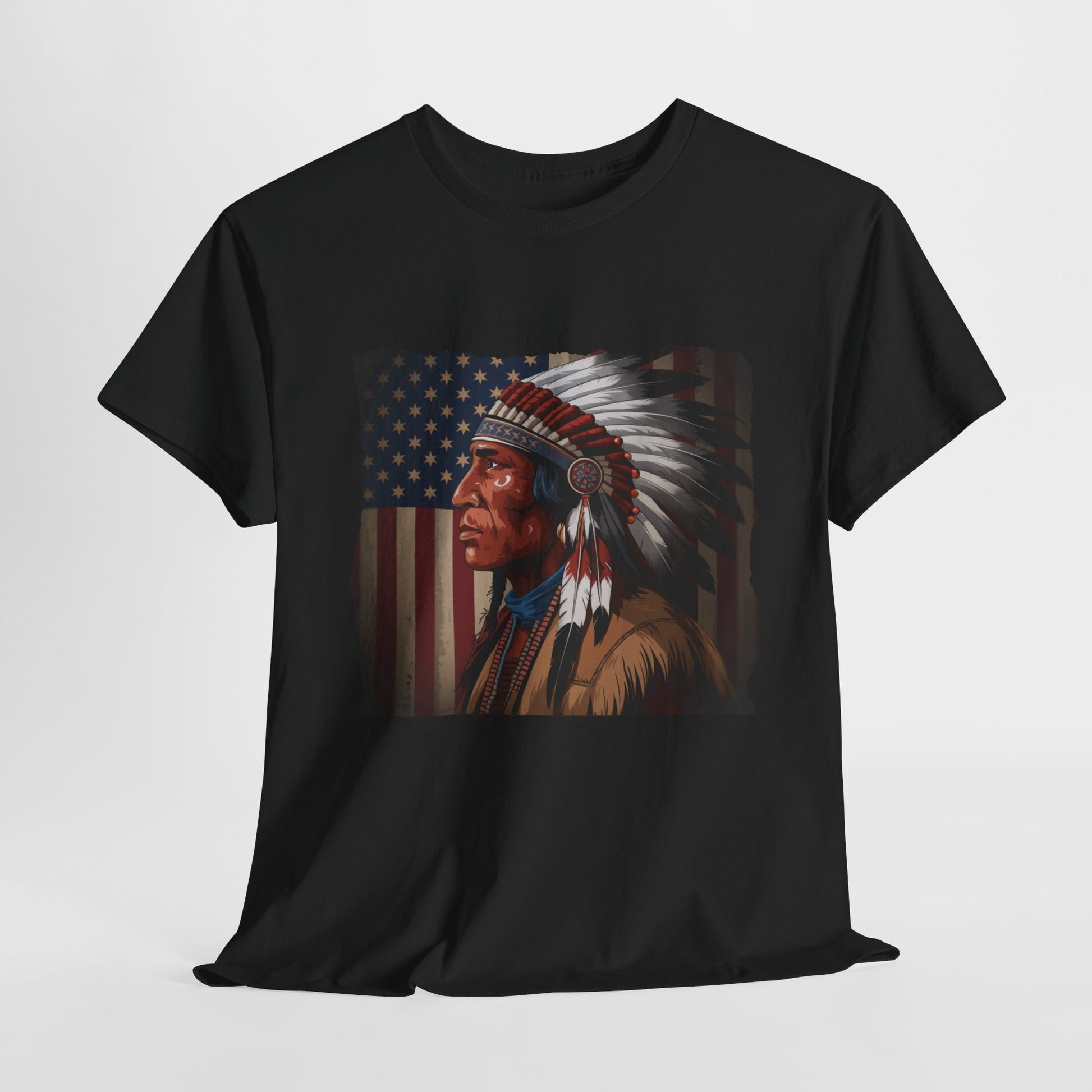 T-shirt for Native Americans with artistic flag design

