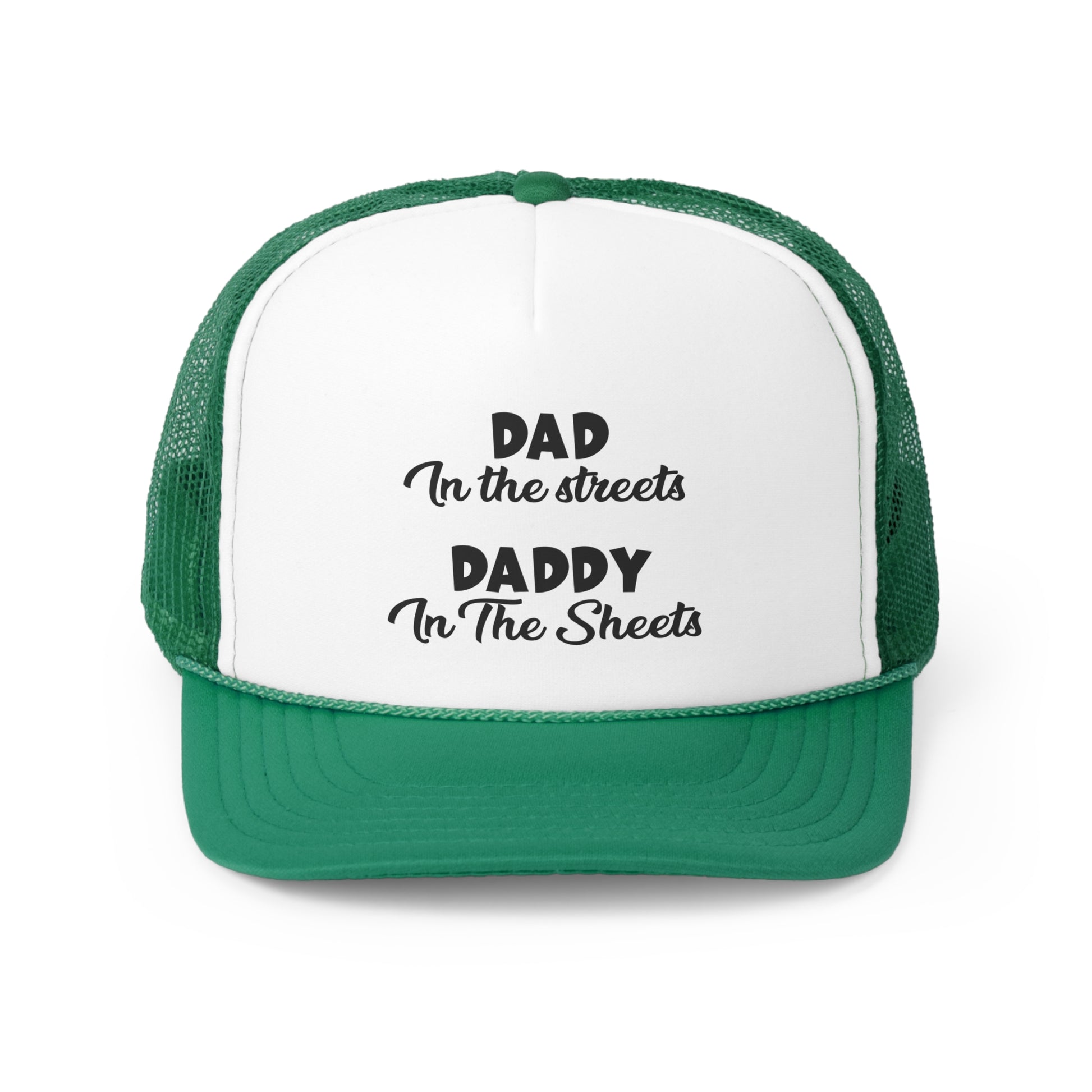 Black funny dad hat with playful quote
