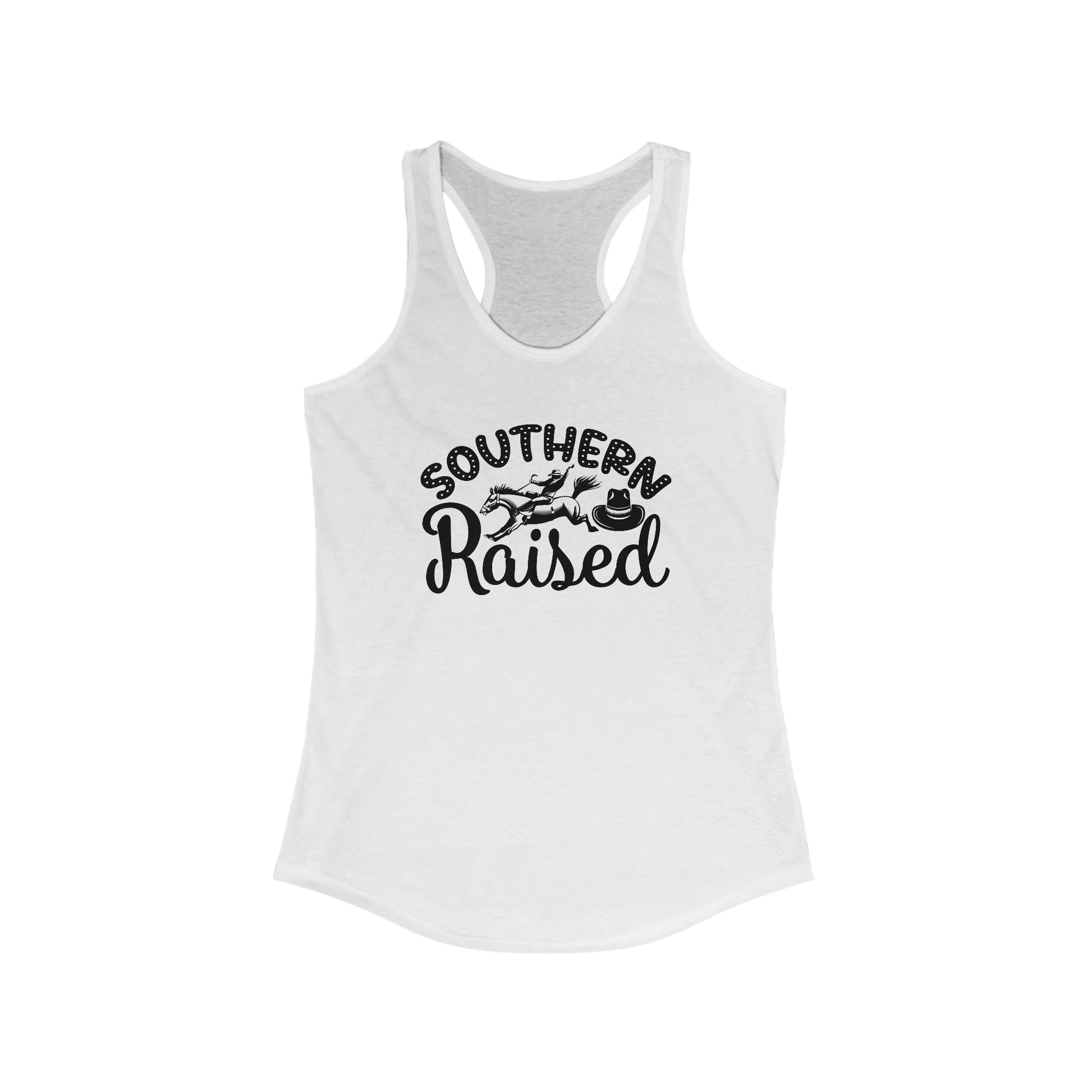 Southern raised tank top with cowboy hat and horse design
