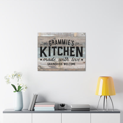 "Vertical, horizontal, square Grammie's Kitchen canvas options"