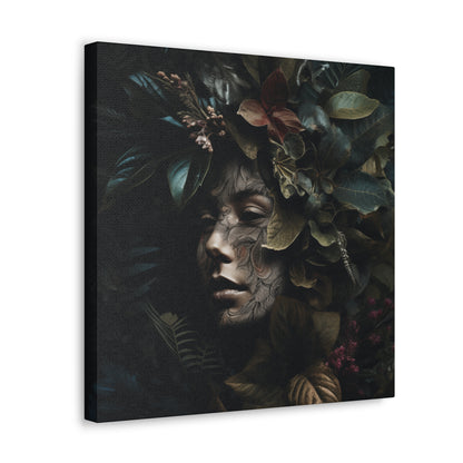 Mystical woman face merging with nature wall decor
