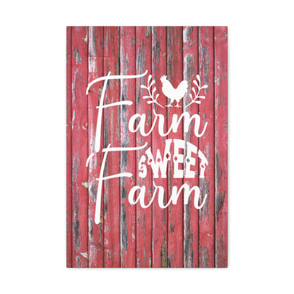 Farmhouse decor canvas with bold red background and white text
