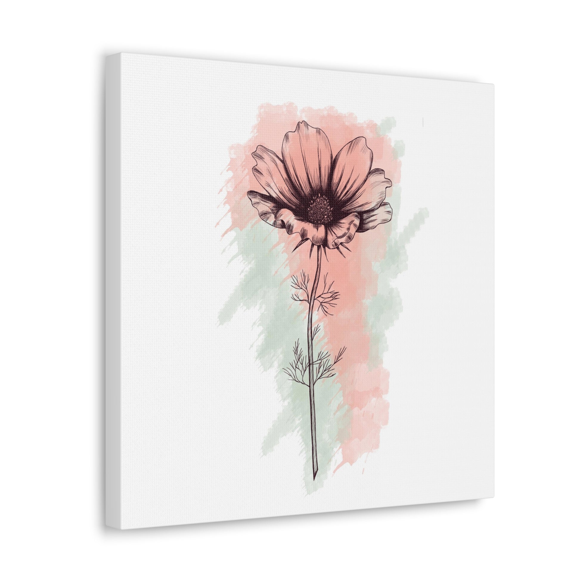 Minimalist floral art with pink flower for contemporary interiors
