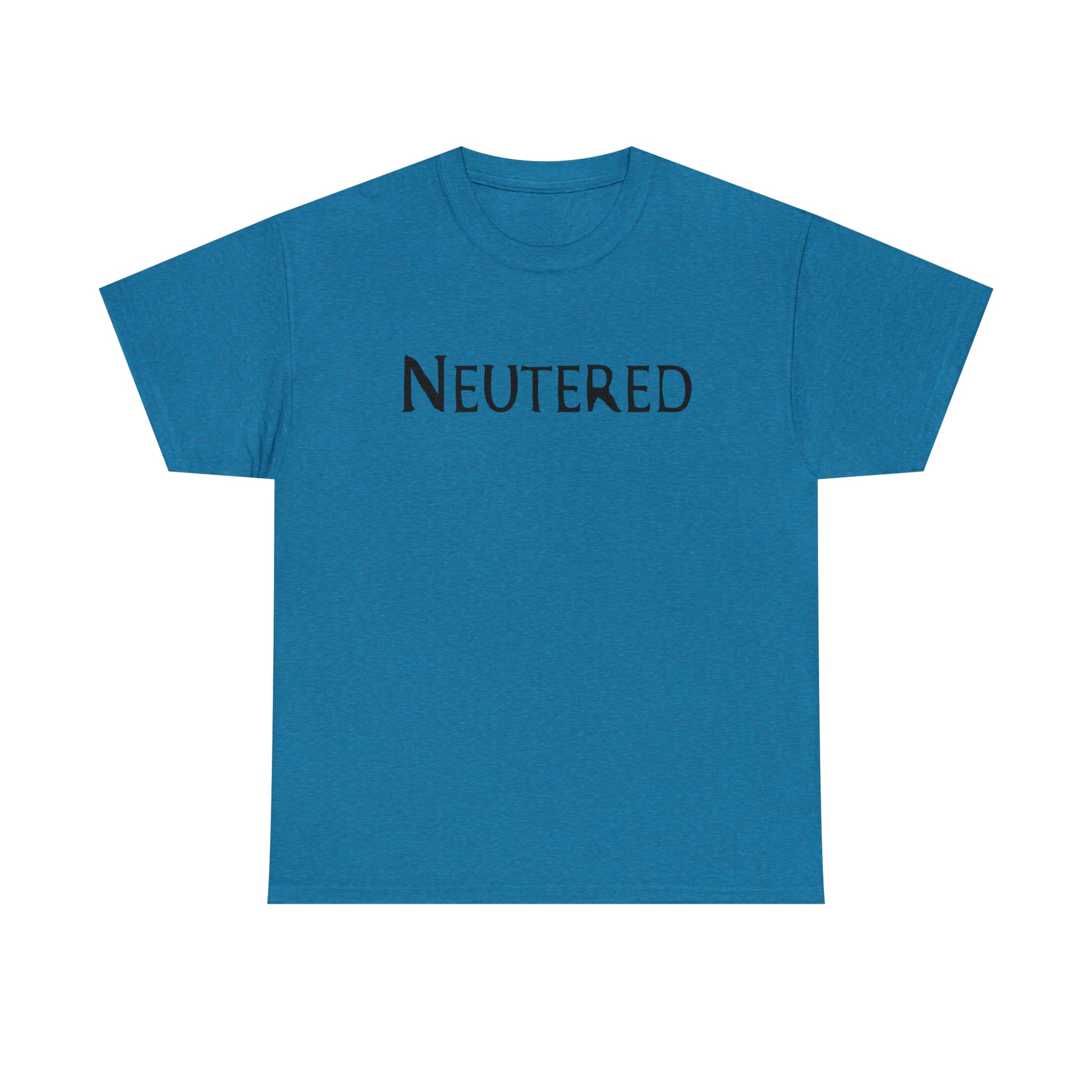 Neutered t-shirt for men with bold and humorous text.
