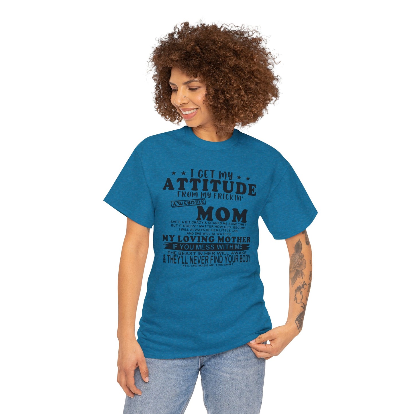Comfortable and durable "Awesome Mom" printed tee in 100% cotton.