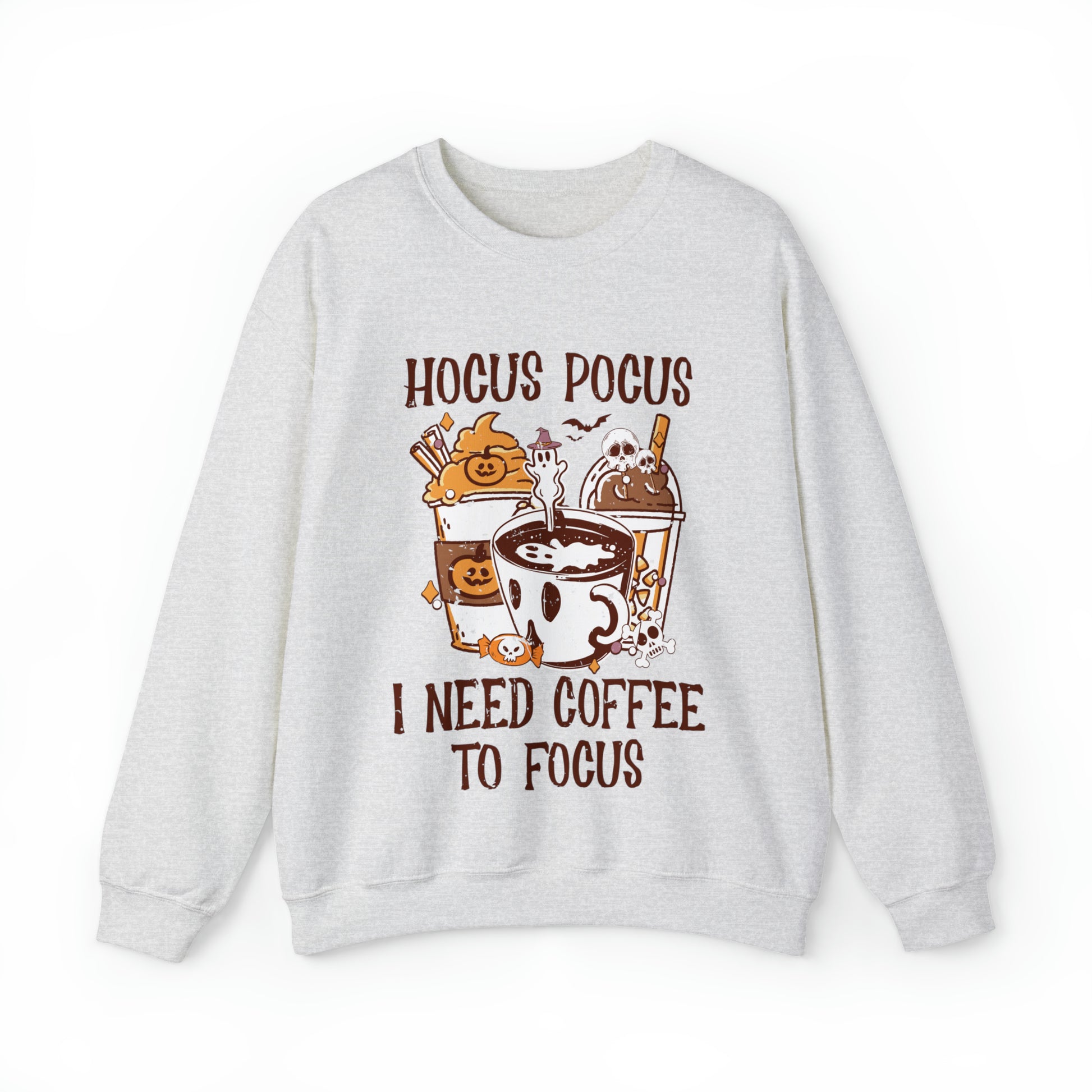Funny coffee sweatshirt for Halloween with festive design
