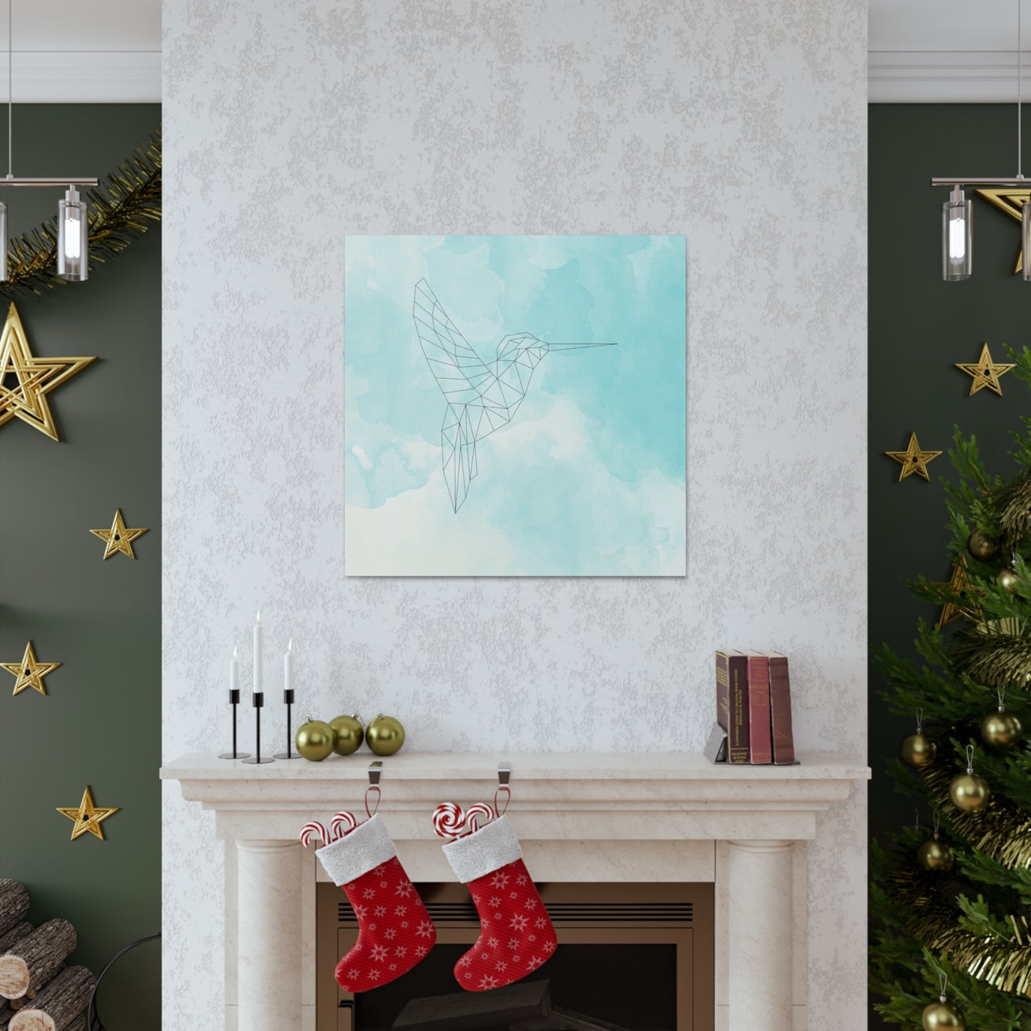Soft and calming hummingbird wall art with watercolor design
