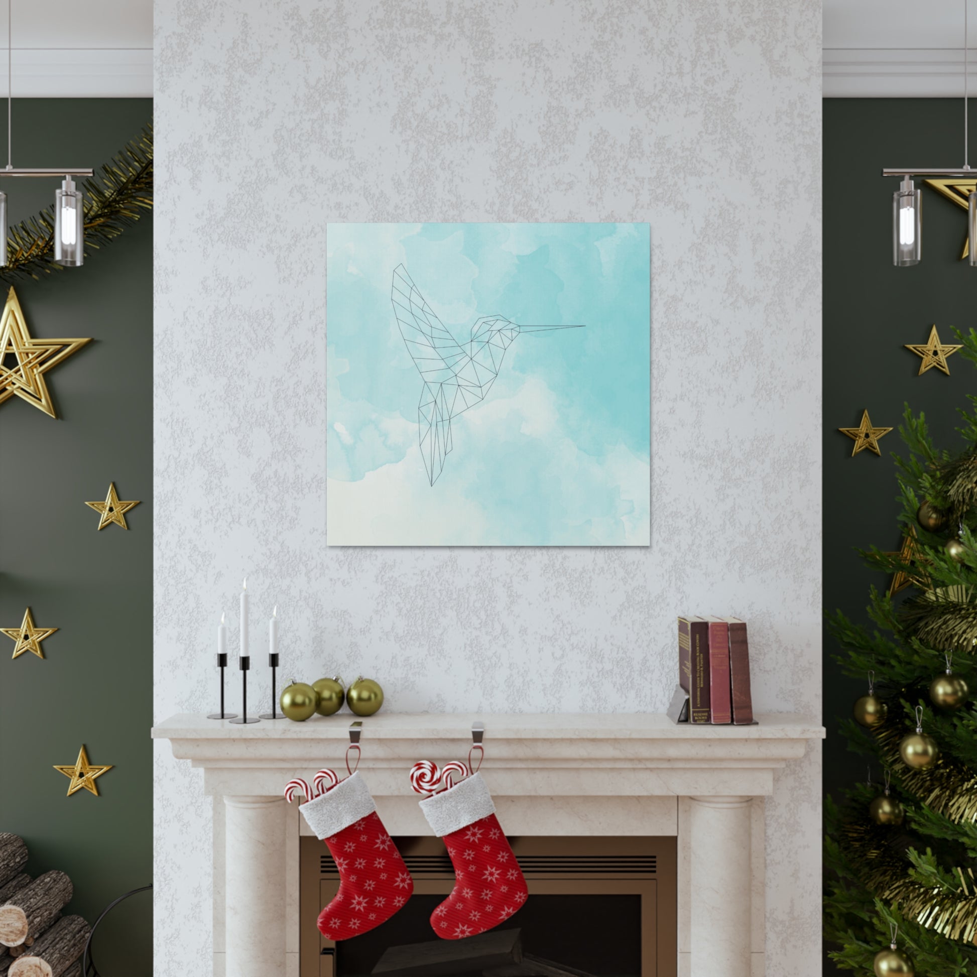 Soft and calming hummingbird wall art with watercolor design
