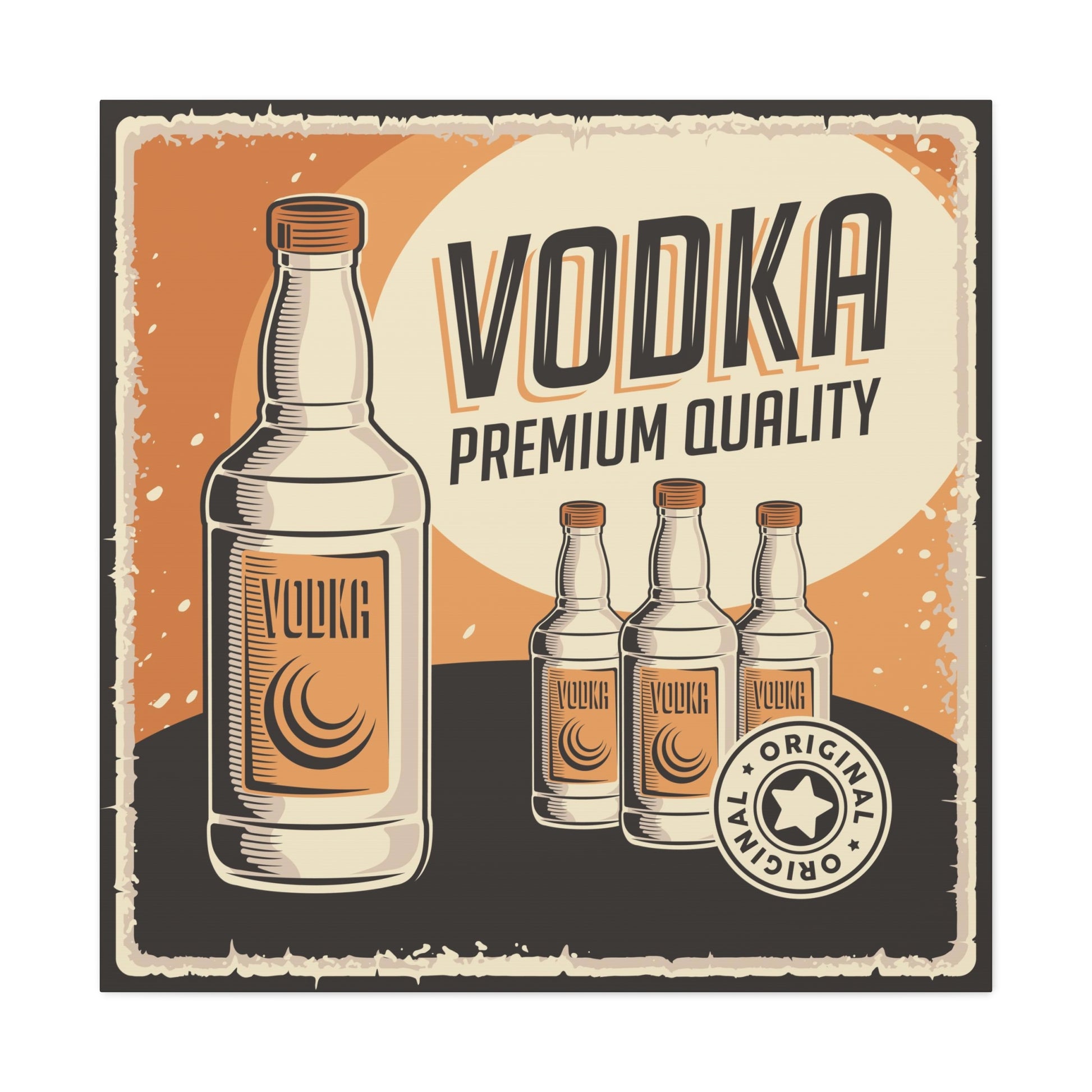 Vodka advertisement wall art with retro vibe
