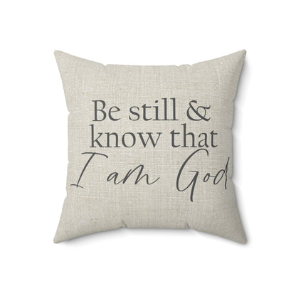 Christian Living Room Decor – "Be Still and Know That I Am God" Pillow

