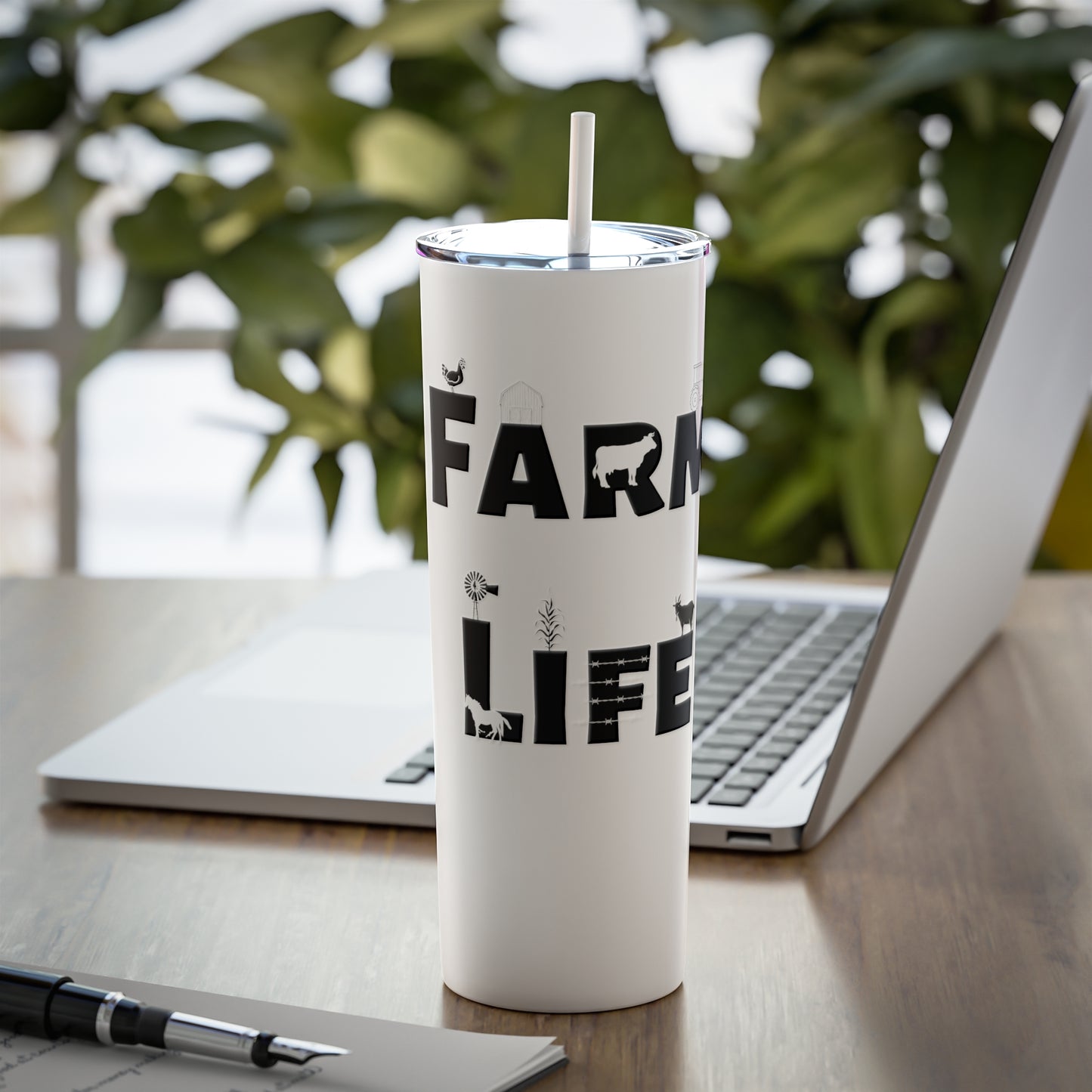 "Farm Life" Skinny Steel Tumbler with Straw - Weave Got Gifts - Unique Gifts You Won’t Find Anywhere Else!