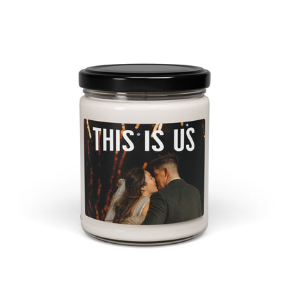 Custom photo candle with personalized message
