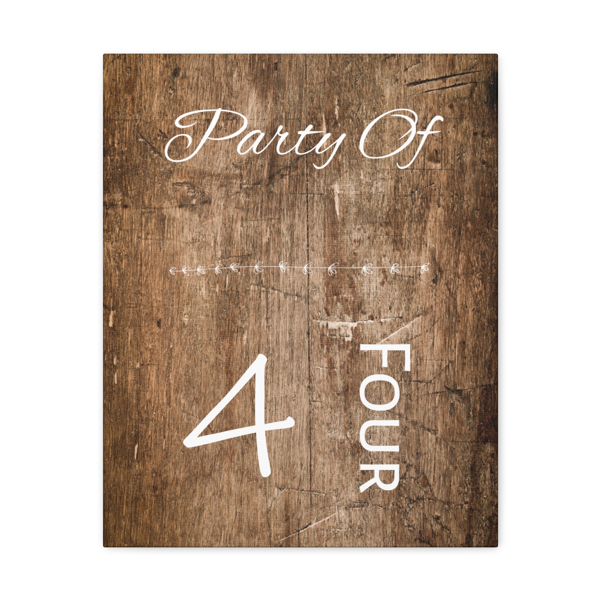 Family wall art featuring Party of 4 text in elegant font.
