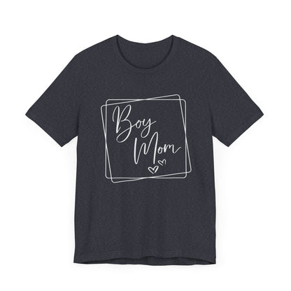 "Stylish Boy Mom Shirt with Hearts"