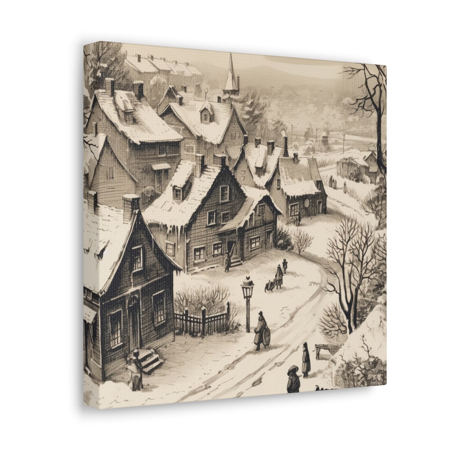 Classic winter scene canvas art for holiday decorating
