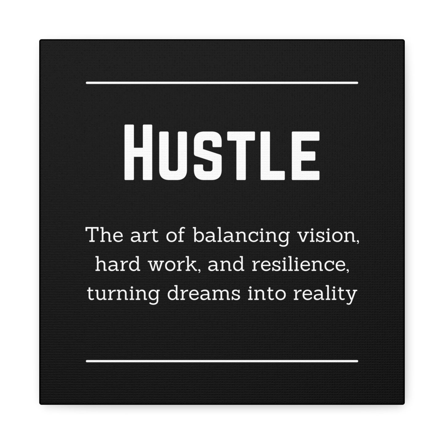 Sleek hustle canvas wall art for offices and workspaces

