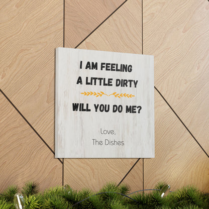 Funny wall art for kitchen with "Will You Do Me?" dish-themed humor
