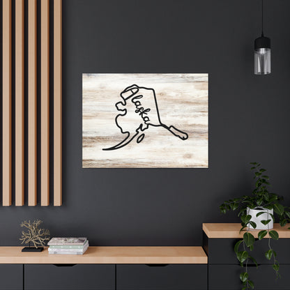 Wooden Alaska state decor on canvas
