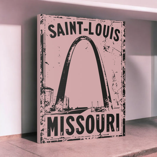 Saint Louis Arch grunge-style canvas wall art
