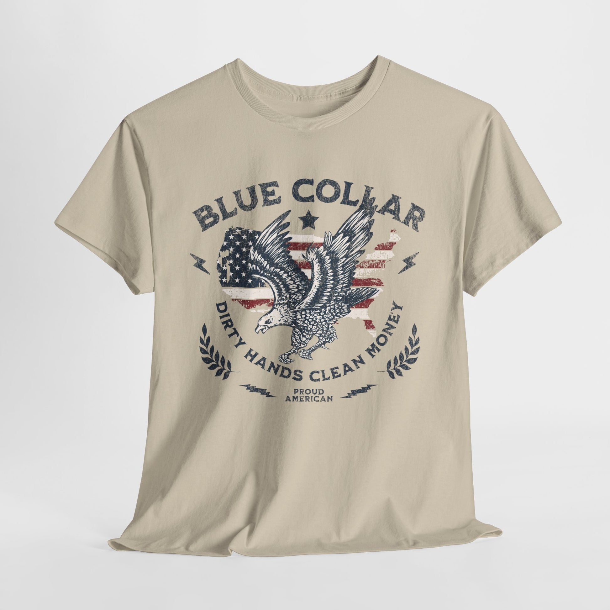 Blue collar t shirt with eagle and American flag