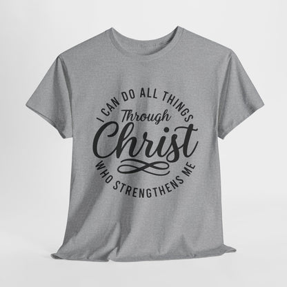 Philippians 4 13 shirt with bold scripture quote
