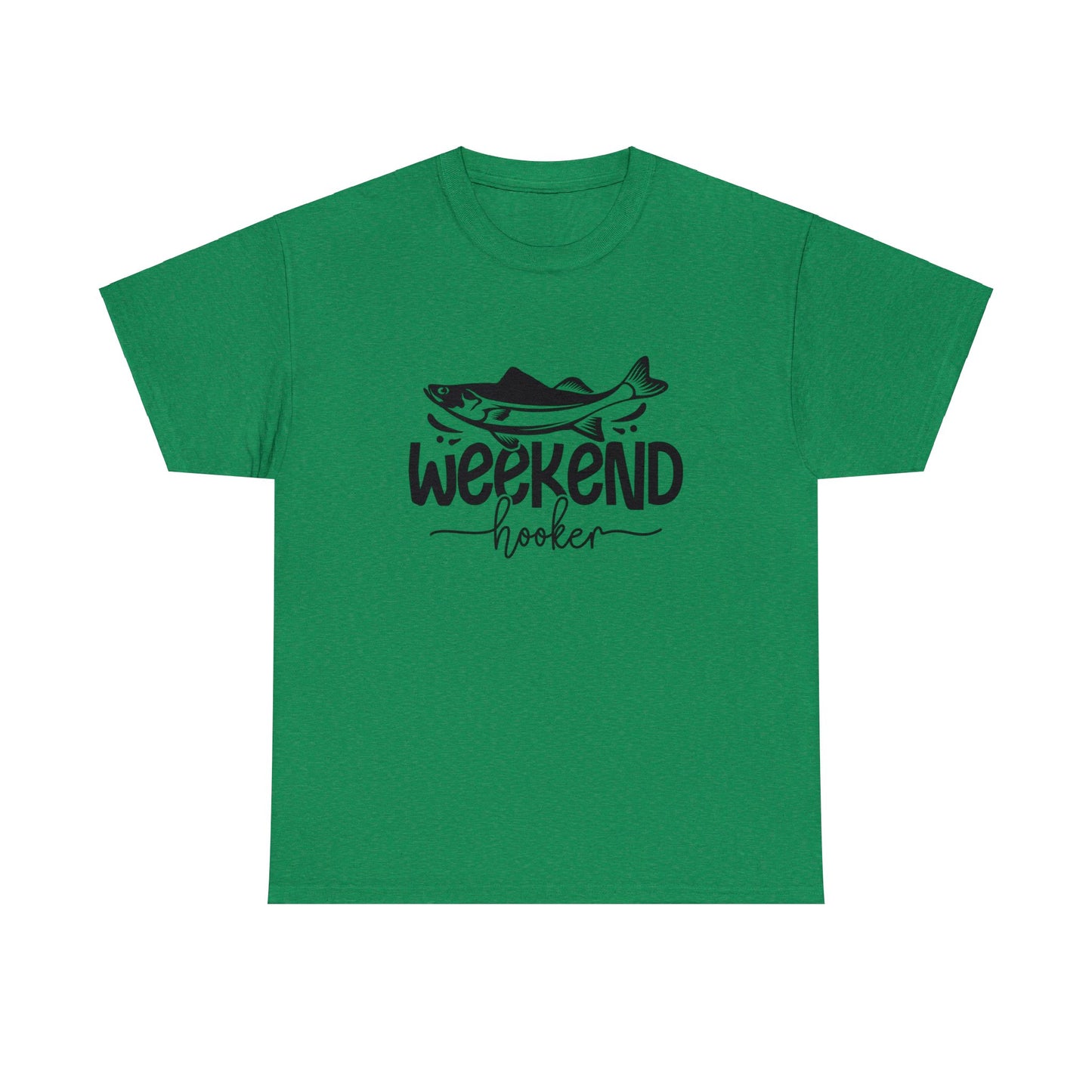 Men's fishing shirt with humorous Weekend Hooker print
