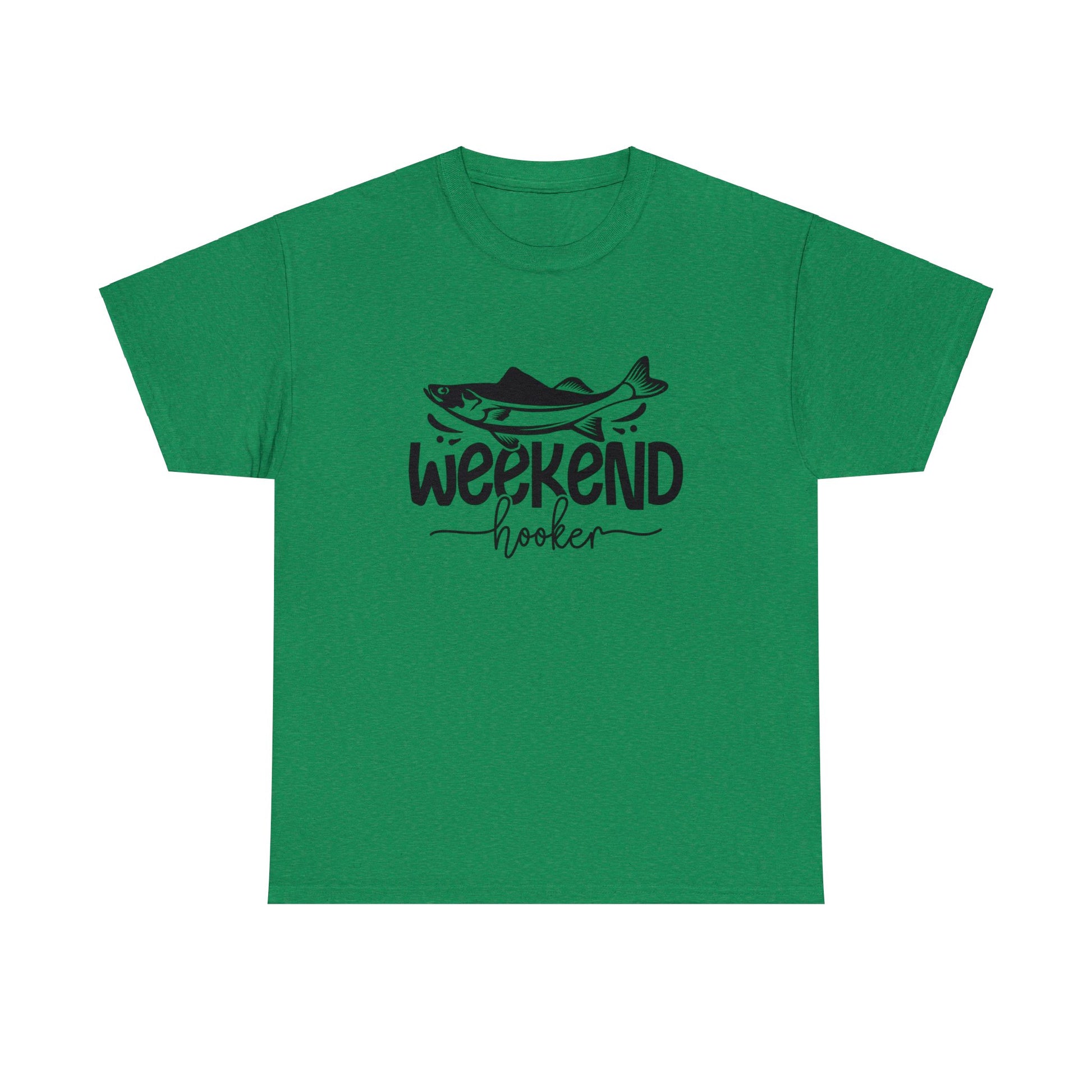 Men's fishing shirt with humorous Weekend Hooker print
