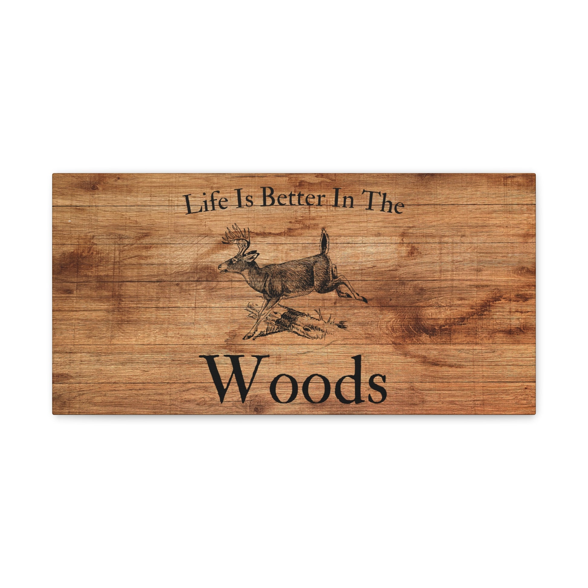 Rustic hunting wall art with forest and deer design
