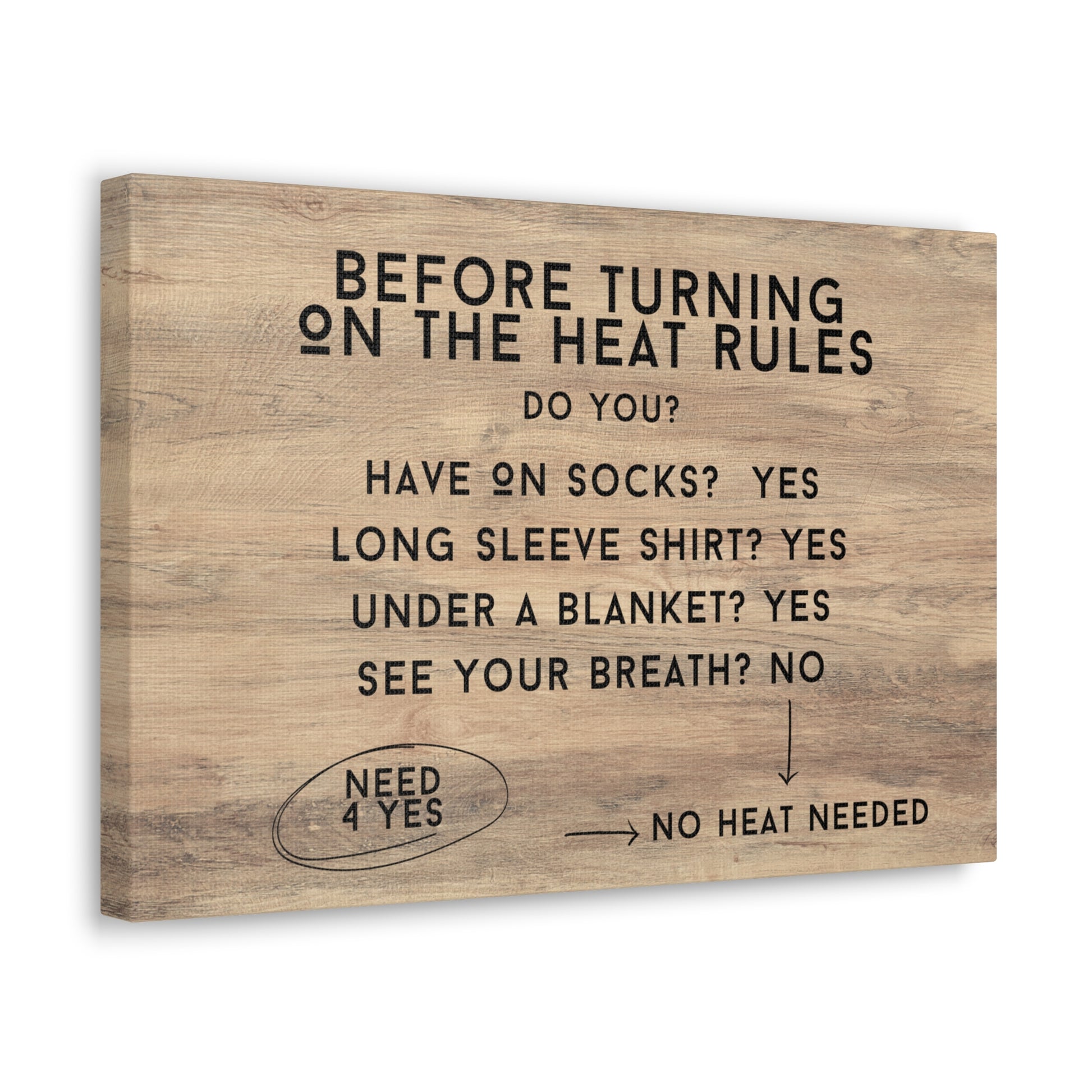 Premium canvas print with thermostat house rules for families
