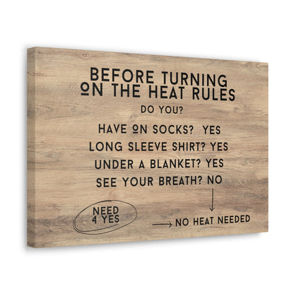 Premium canvas print with thermostat house rules for families
