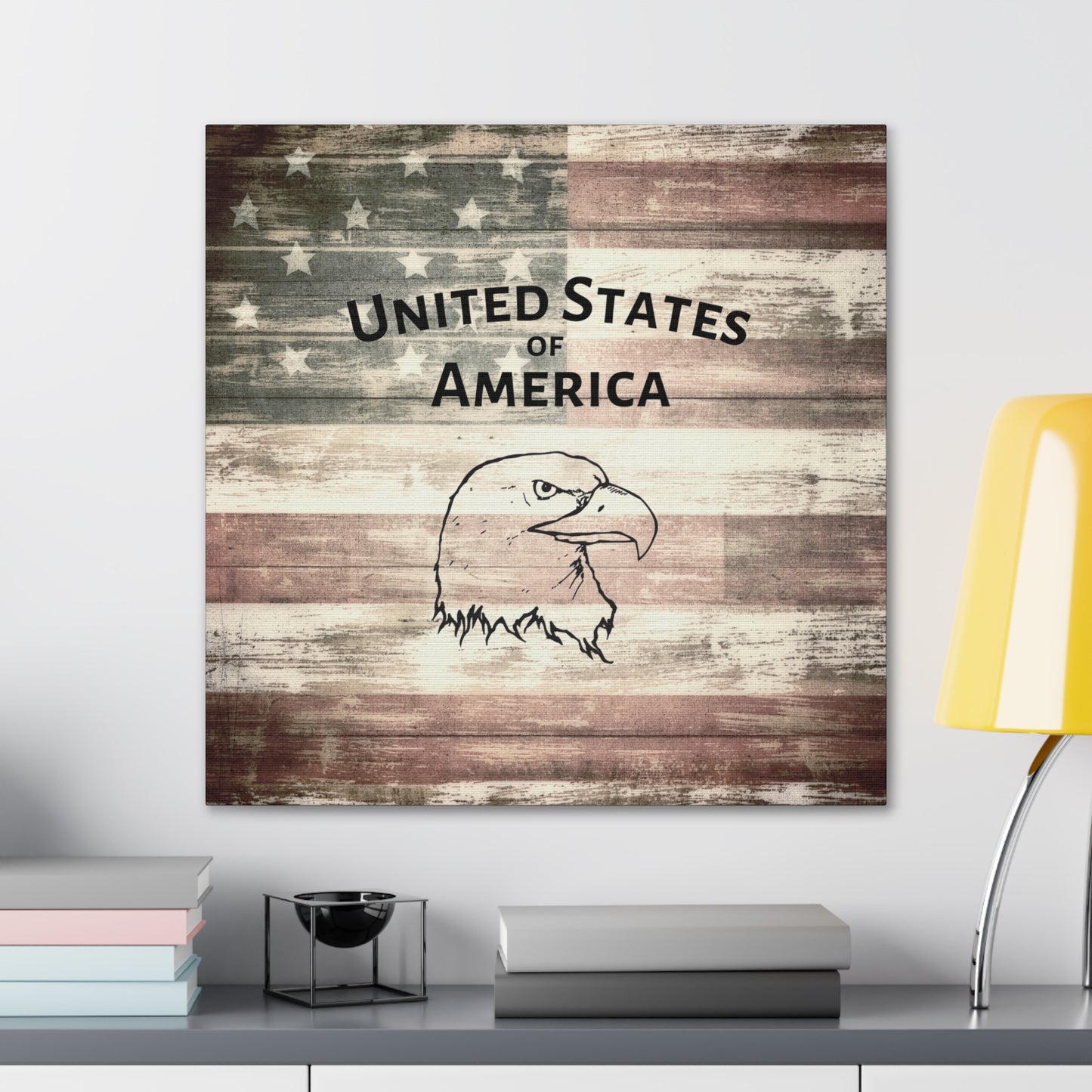 Vintage-inspired American flag wall decor
