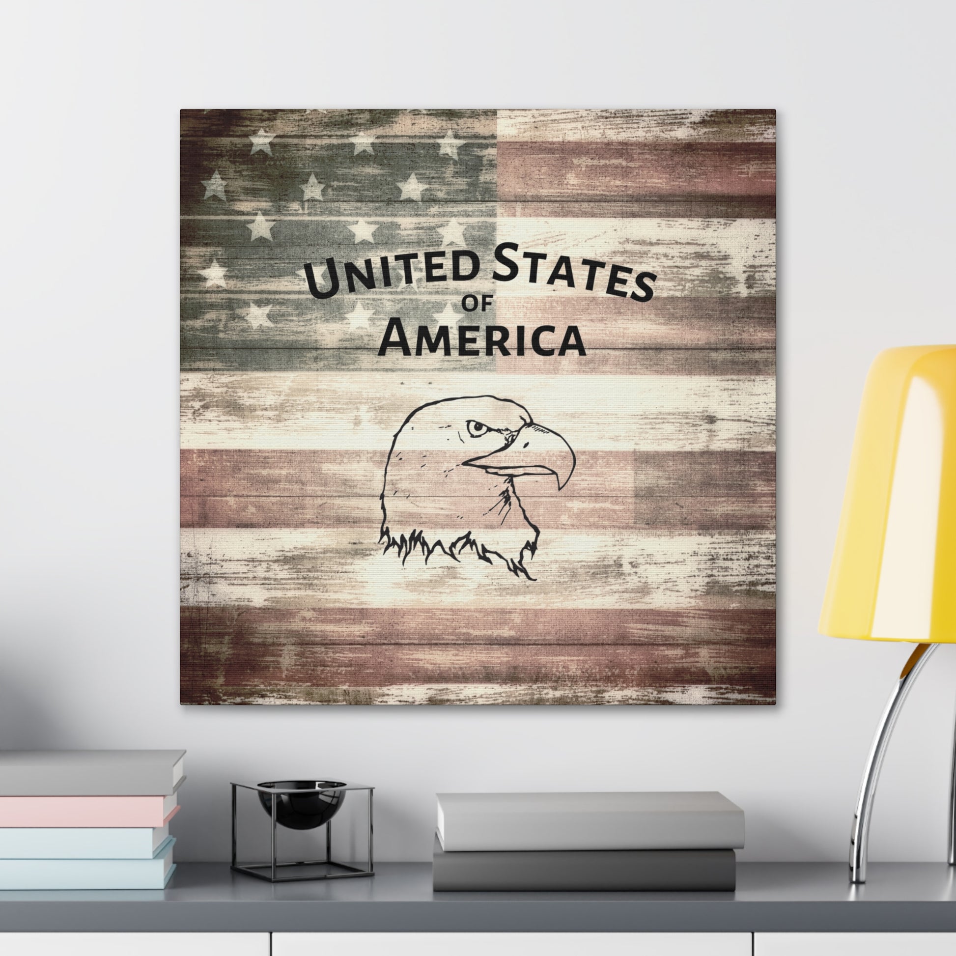 Vintage-inspired American flag wall decor
