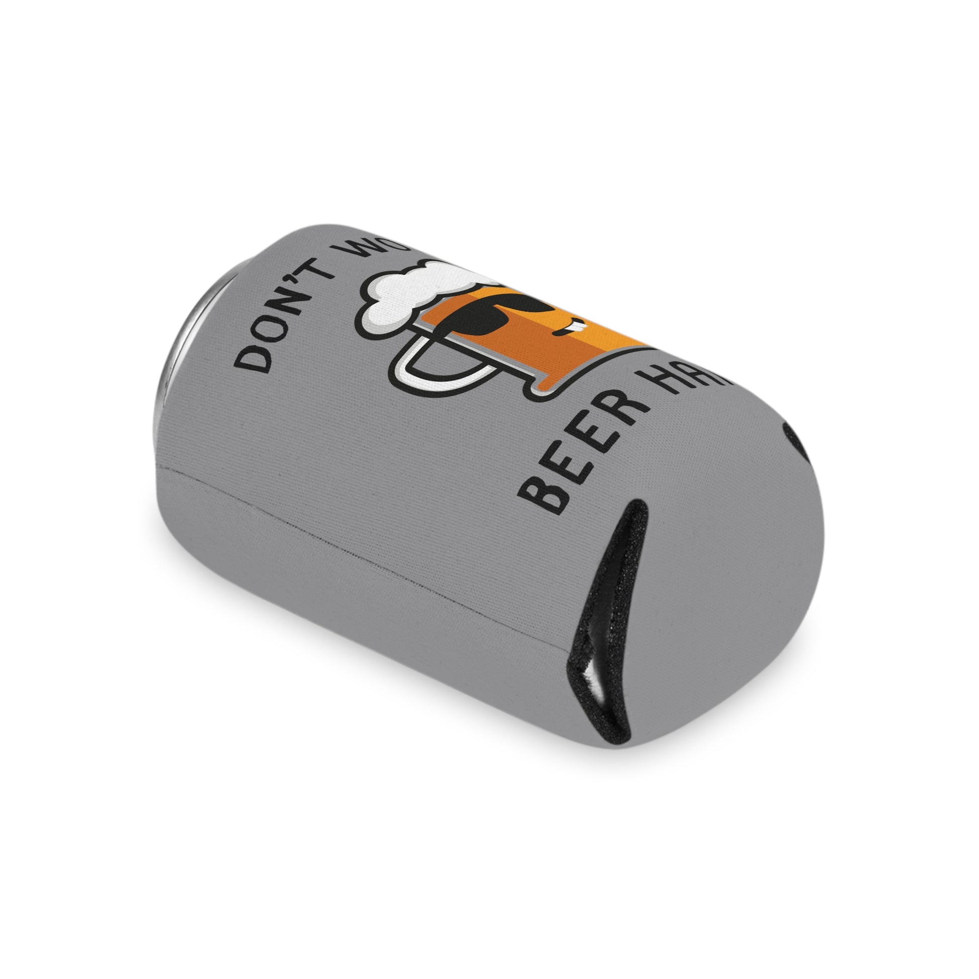 Insulated beer cooler sleeve featuring a playful beer mug in sunglasses.
