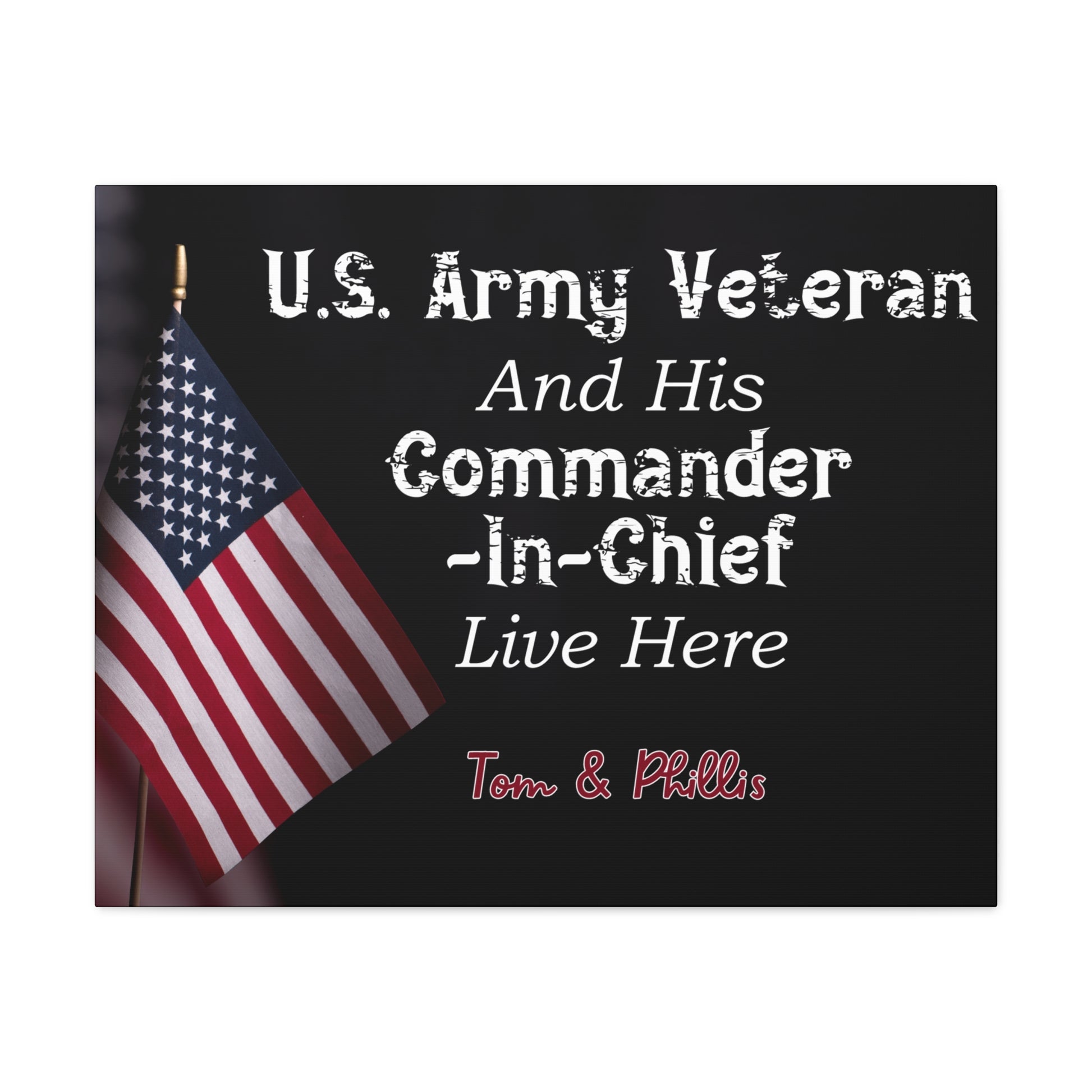 High-quality canvas print celebrating military service and family support
