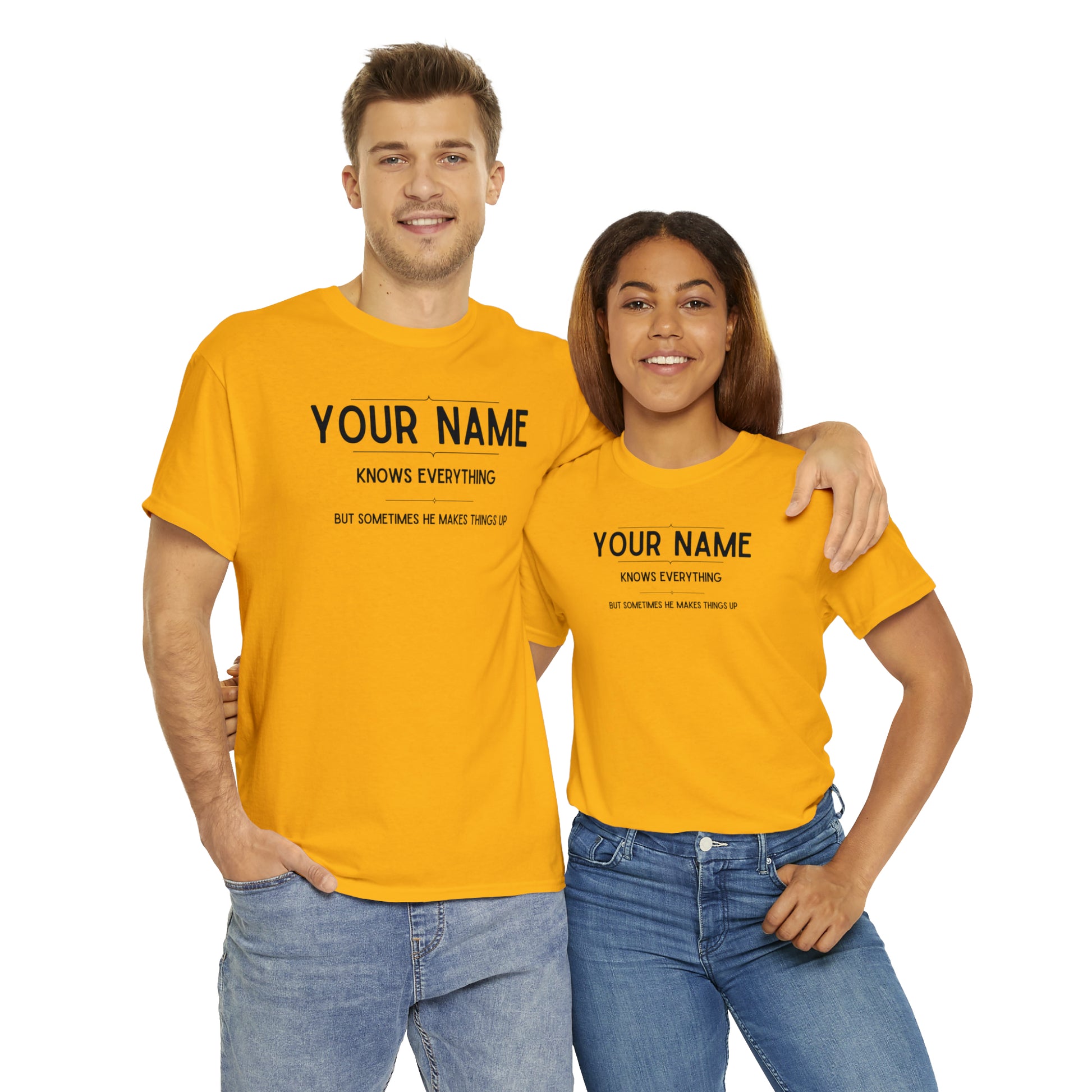 "YOUR NAME Knows Everything" Custom T-Shirt - Weave Got Gifts - Unique Gifts You Won’t Find Anywhere Else!