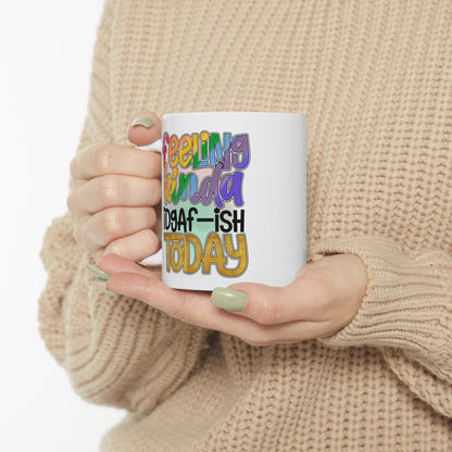 White ceramic coffee mug with sarcastic quote
