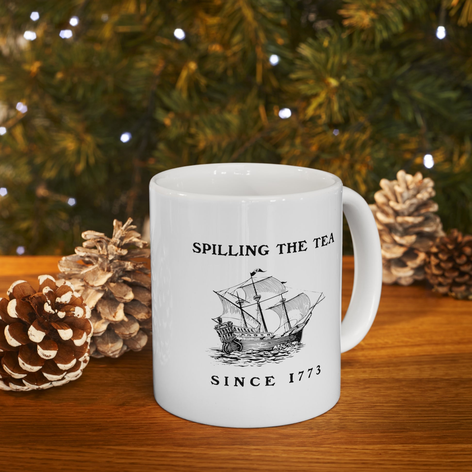 Enjoy a revolutionary brew with a Boston Tea Party joke mug